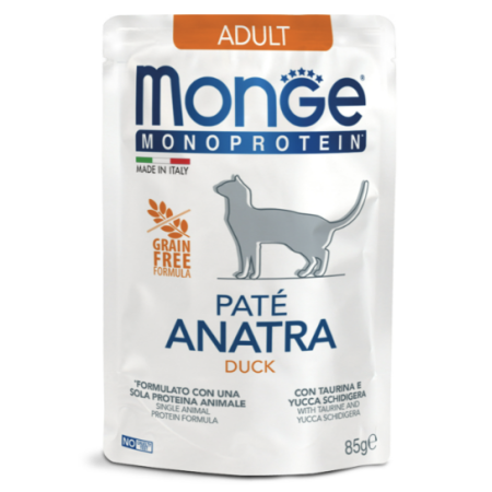 Вологий корм Monge Cat Monoprotein Adult для котів з качкою 85г Monge Вологий корм Monge Cat Monoprotein Adult для котів з качкою 85г Monge
