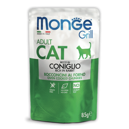 Вологий корм Monge Cat Grill Adult для котів з кроликом 85г Monge Вологий корм Monge Cat Grill Adult для котів з кроликом 85г Monge