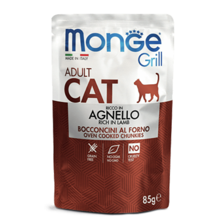 Вологий корм Monge Cat Grill Adult для котів з ягням 85г Monge Вологий корм Monge Cat Grill Adult для котів з ягням 85г Monge