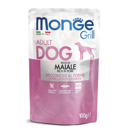 Вологий корм Monge Dog Grill для собак з свининою 100г Monge Вологий корм Monge Dog Grill для собак з свининою 100г Monge