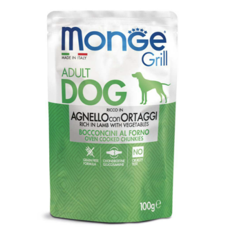 Вологий корм Monge Dog Grill для собак з ягням та овочами 100г Monge Вологий корм Monge Dog Grill для собак з ягням та овочами 100г Monge