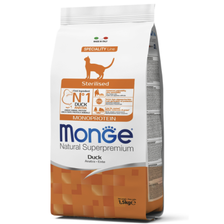 Сухий корм Monge Cat Monoprotein Sterilised для котів з качкою для стерилізованих 1,5кг Monge Сухий корм Monge Cat Monoprotein Sterilised для котів з качкою для стерилізованих 1,5кг Monge