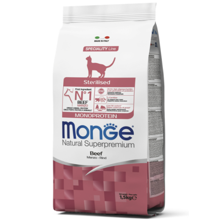 Сухий корм Monge Cat Monoprotein Sterilised для котів з яловичиною для стерилізованих 1,5кг Monge Сухий корм Monge Cat Monoprotein Sterilised для котів з яловичиною для стерилізованих 1,5кг Monge