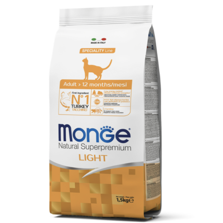 Сухий корм Monge Cat Speciality Light для котів з індичкою при зайвій вазі 1,5кг Monge Сухий корм Monge Cat Speciality Light для котів з індичкою при зайвій вазі 1,5кг Monge