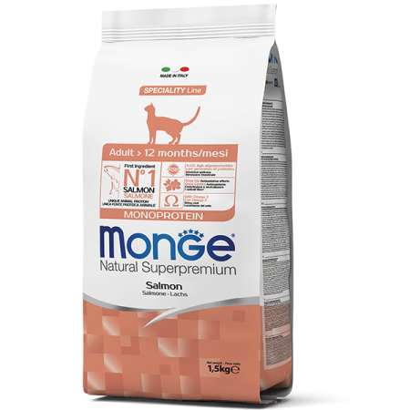 Сухий корм Monge Cat Monoprotein Adult для котів з лососем 1,5кг Monge Сухий корм Monge Cat Monoprotein Adult для котів з лососем 1,5кг Monge